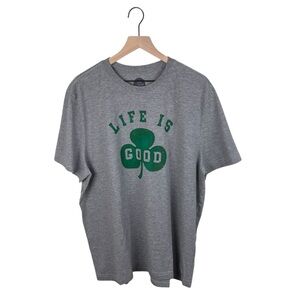 Life is Good Mens Crusher Tee Shamrock Classic Fit Grey Size XL St Patrick's Day